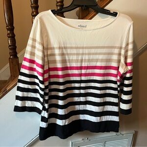 Charter Club Striped Blouse - Pink, Black, White, Tan